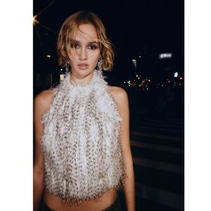 Zara FAUX FUR HALTER TOP